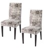 Beige Polyester Abstract Stretchable Chair Covers (Pack of 2)
