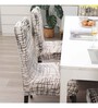 Beige Polyester Abstract Stretchable Chair Covers (Pack of 2)