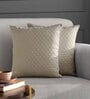 Beige Textured Polyester 16 x 16 Inches Cushion Covers (Set of 2)