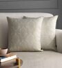 Beige Textured Polyester 16 x 16 Inch Cushion Covers (Set of 2)