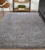 Beige Polyester Shaggy 5' x 3' Hand tufted Carpet