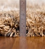 Beige Polyester Shaggy 5' x 3' Hand tufted Carpet