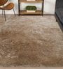 Beige Polyester Shaggy 5' x 3' Hand tufted Carpet