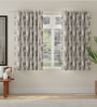 Beige Polyester Abstract 5ft Room Darkening Eyelet Window Curtains (2 Pc)