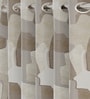 Beige Polyester Abstract 5ft Room Darkening Eyelet Window Curtains (2 Pc)