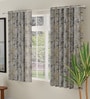Beige Polyester Abstract 5ft Room Darkening Eyelet Window Curtains (2 Pc)