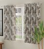 Beige Polyester Abstract 5ft Room Darkening Eyelet Window Curtains (2 Pc)