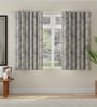 Beige Polyester Abstract 5ft Room Darkening Eyelet Window Curtains (2 Pc)