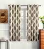 Brown Floral Polyester 5 Ft Semisheer Eyelet Window Curtains (Set of 2)