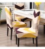 Beige Polyester Abstract Stretchable Chair Cover (1Pc)