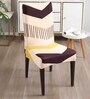 Beige Polyester Abstract Stretchable Chair Cover (1Pc)