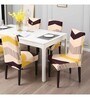 Beige Polyester Abstract Stretchable Chair Cover (1Pc)