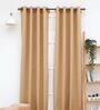 Beige Abstract Polyester 7 Ft Blackout Eyelet Door Curtain