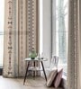 Beige Polyester Abstract 7Ft Light Filtering Eyelet Door Curtains (Pack of 2)