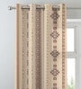 Beige Polyester Abstract 7Ft Light Filtering Eyelet Door Curtains (Pack of 2)