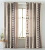 Beige Polyester Abstract 7Ft Light Filtering Eyelet Door Curtains (Pack of 2)