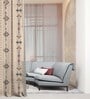 Beige Polyester Abstract 7Ft Light Filtering Eyelet Door Curtains (Pack of 2)
