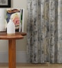 Beige Polyester Abstract 9ft Room Darkening Eyelet Long Door Curtains (2 Pc)