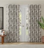Beige Polyester Abstract 9ft Room Darkening Eyelet Long Door Curtains (2 Pc)