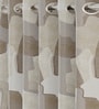 Beige Polyester Abstract 9ft Room Darkening Eyelet Long Door Curtains (2 Pc)