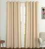 Beige Polyester Solid 9 Ft Blackout Eyelet 1 Piece Door Curtain