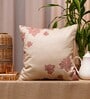 Beige Floral Polyester Blend 18 x 18 Inches Cushion Cover
