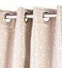 Beige Polyester Blend Geometric 8ft Light Filtering Eyelet Long Curtain