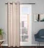 Beige Polyester Blend Geometric 8ft Light Filtering Eyelet Long Curtain