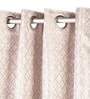 Beige Polyester Blend Geometric 8ft Light Filtering Eyelet Long Curtain