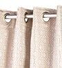 Beige Polyester Blend Geometric 9ft Light Filtering Eyelet Long Curtain