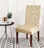 Beige Printed Polyester Blend 14x38 Inches Chair Covers (Set of 6)