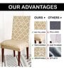 Beige Printed Polyester Blend 14x38 Inches Chair Covers (Set of 6)