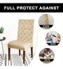 Beige Printed Polyester Blend 14x38 Inches Chair Covers (Set of 6)