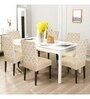 Beige Printed Polyester Blend 14x38 Inches Chair Covers (Set of 6)