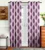 Purple Floral Polyester 9 Ft Semisheer Eyelet Door Curtains (Set of 2)