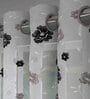 Beige Floral Polyester 7 Ft Sheer Eyelet Door Curtains (Set of 2)