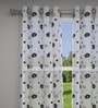 Beige Floral Polyester 7 Ft Sheer Eyelet Door Curtains (Set of 2)