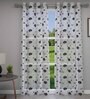 Beige Floral Polyester 7 Ft Sheer Eyelet Door Curtains (Set of 2)