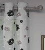 Beige Floral Polyester 7 Ft Sheer Eyelet Door Curtains (Set of 2)