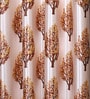 Beige Polyester Floral Light Filtering Eyelet 9 Feet Door Curtains (2 Pc)