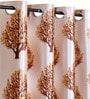 Beige Polyester Floral Light Filtering Eyelet 9 Feet Door Curtains (2 Pc)