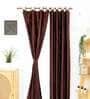 Beige Floral Polyester 7 Ft Semisheer Eyelet Door Curtain