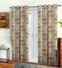 Beige Polyester Floral 9ft Semisheer Eyelet 2 Pc Long Door Curtains