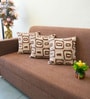 Beige Polyester Geometric 16x16 inches Cushion Covers Set of 3
