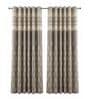 Beige Polyester Geometric 7Ft Light Filtering Eyelet Door Curtain