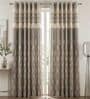 Beige Polyester Geometric 7Ft Light Filtering Eyelet Door Curtain