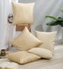 Beige Polyester Jacquard 16x16 inches Cushion Cover Set of 5