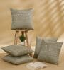 Beige Polyester Jacquard 16x16 inches Cushion Cover Set of 5