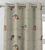 Beige Polyester Kids Digital Printed 9Ft Light Filtering Eyelet Long Door Curtains (Pack of 2)