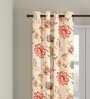Beige Floral Polyester 9 Ft Blackout Eyelet Door Curtains (Set of 2)